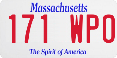 MA license plate 171WP0