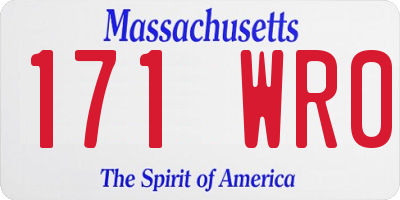 MA license plate 171WR0