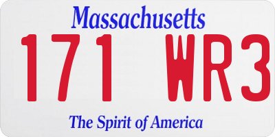 MA license plate 171WR3