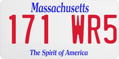MA license plate 171WR5