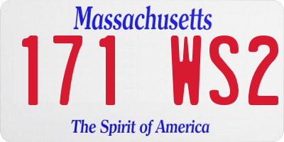 MA license plate 171WS2