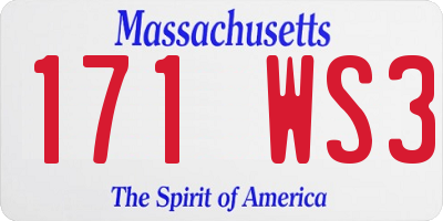 MA license plate 171WS3