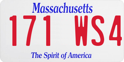 MA license plate 171WS4