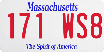 MA license plate 171WS8