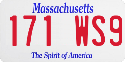 MA license plate 171WS9