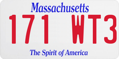MA license plate 171WT3