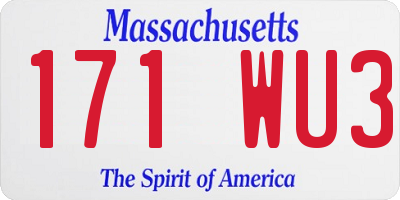 MA license plate 171WU3