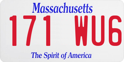 MA license plate 171WU6