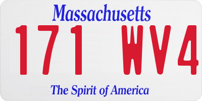 MA license plate 171WV4