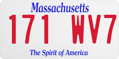 MA license plate 171WV7