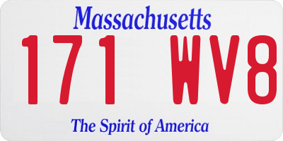 MA license plate 171WV8