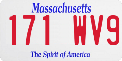 MA license plate 171WV9