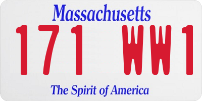 MA license plate 171WW1