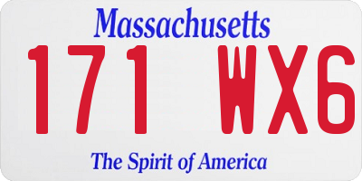 MA license plate 171WX6