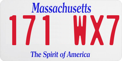 MA license plate 171WX7