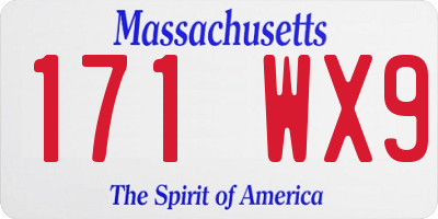 MA license plate 171WX9