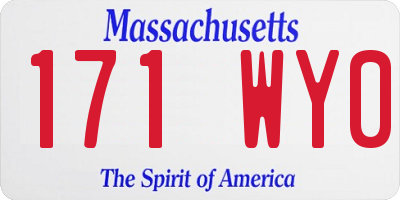 MA license plate 171WY0