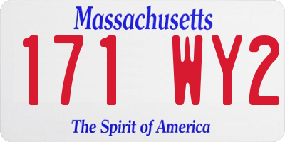 MA license plate 171WY2