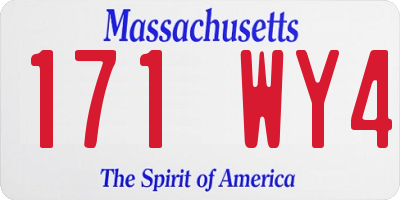 MA license plate 171WY4
