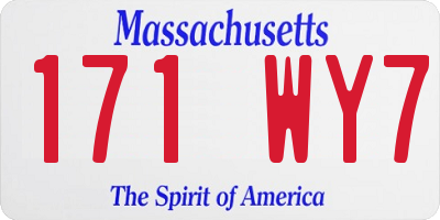 MA license plate 171WY7