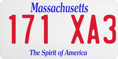 MA license plate 171XA3