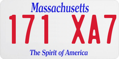 MA license plate 171XA7