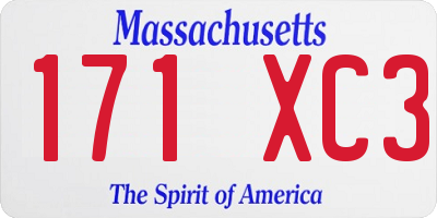 MA license plate 171XC3