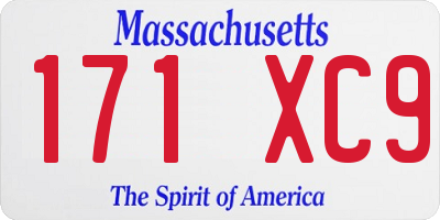 MA license plate 171XC9