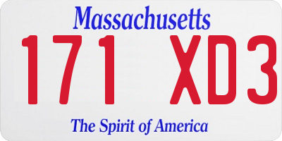 MA license plate 171XD3