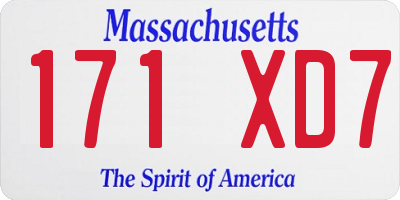 MA license plate 171XD7