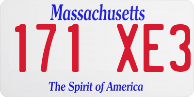 MA license plate 171XE3