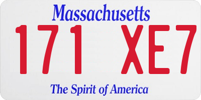 MA license plate 171XE7