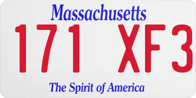 MA license plate 171XF3