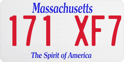 MA license plate 171XF7
