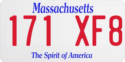 MA license plate 171XF8
