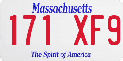 MA license plate 171XF9