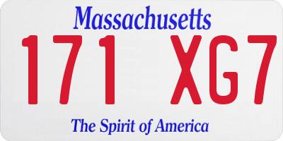 MA license plate 171XG7