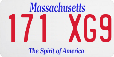 MA license plate 171XG9