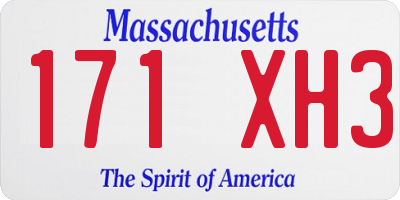 MA license plate 171XH3