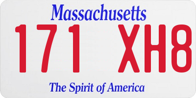 MA license plate 171XH8