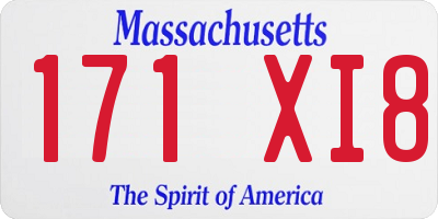 MA license plate 171XI8