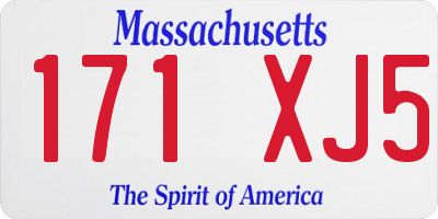 MA license plate 171XJ5