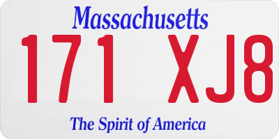 MA license plate 171XJ8