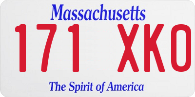MA license plate 171XK0