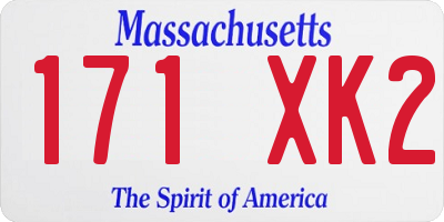 MA license plate 171XK2