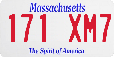 MA license plate 171XM7