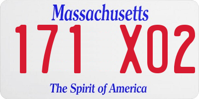 MA license plate 171XO2