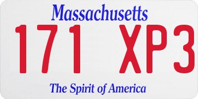 MA license plate 171XP3