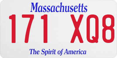 MA license plate 171XQ8