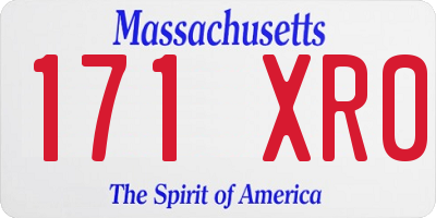 MA license plate 171XR0